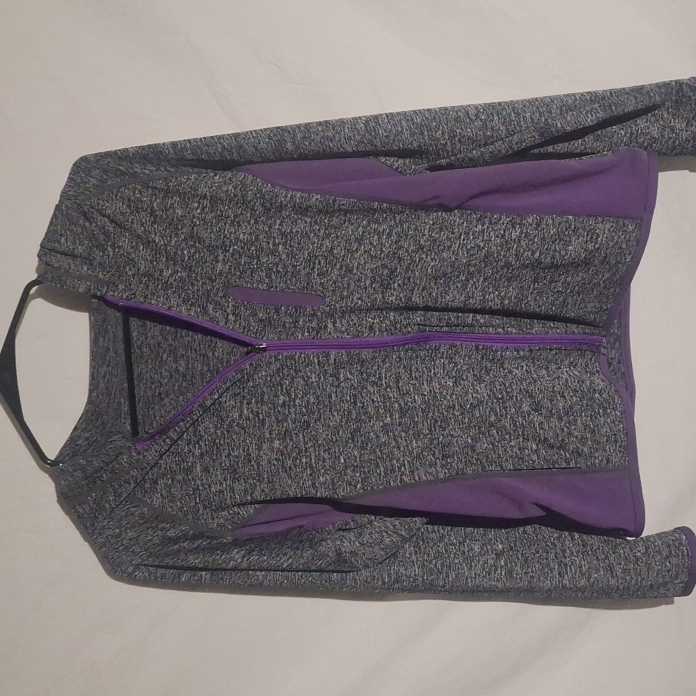 WOMEN'S ZIPPERED HOODED LIGHTWEIGHT JACKET (GRAY AND PURPLE) ~ SZ XL/XXL